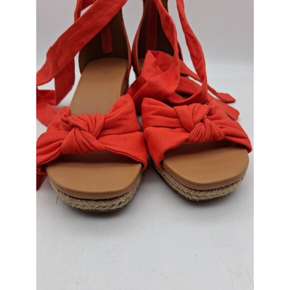 UGG Yarrow Sz 7 Orange Wedge Heel Open Sandal Casual Straps Open Toe Zipper EUC - Picture 4 of 16
